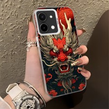 HONTINGA Vivo Y28 ile Uyumlu Kılıf Silikon Kenar Sert Arka Kamera Koruyucu Basitlik Anti Düşme Kamera Korumalı Ejderha Desen Couple Telefon Kılıfı Kadın ve Erkek Için Uygundur K1-1479