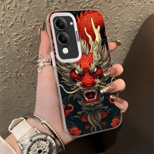 HONTINGA Vivo Y04 ile Uyumlu Kılıf Silikon Kenar Sert Arka Kamera Koruyucu Basitlik Anti Düşme Kamera Korumalı Ejderha Desen Couple Telefon Kılıfı Kadın ve Erkek Için Uygundur K1-1479
