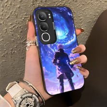 HONTINGA Vivo Y19S ile Uyumlu Kılıf Silikon Kenar Sert Arka Kamera Koruyucu Basitlik Anti Düşme Kamera Korumalı Çizgi Film Desen Couple Telefon Kılıfı Kadın ve Erkek Için Uygundur K1-1481