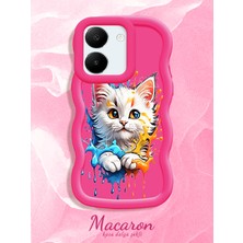 HONTINGA Vivo Y27S Uyumlu Kılıf Düşüme Önleyici Basitlik Anti Düşme Kamera Koruyucu Basit Kırmızı Yumuşak Silikon Couple Telefon Kılıfı Kedi Desen K9-0251