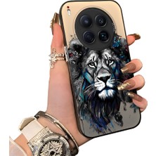 HONTINGA Tecno Camon 40 Premier 5g ile Uyumlu Kılıf Silikon Kenar Sert Arka Kamera Koruyucu Basitlik Anti Düşme Kamera Korumalı Aslan Desen Couple Telefon Kılıfı Kadın ve Erkek Için Uygundur K1-1484