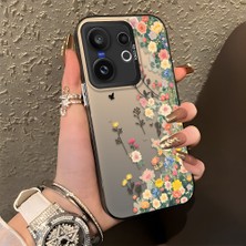 HONTINGA Vivo X200 Fe ile Uyumlu Kılıf Silikon Kenar Sert Arka Kamera Koruyucu Basitlik Anti Düşme Kamera Korumalı Çiçekli Desen Couple Telefon Kılıfı Kadın ve Erkek Için Uygundur K1-1483