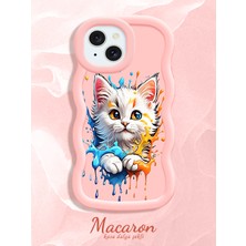 HONTINGA iPhone 15 Plus Uyumlu Kılıf Düşüme Önleyici Basitlik Anti Düşme Kamera Koruyucu Basit Pembe Yumuşak Silikon Couple Telefon Kılıfı Kedi Desen K9-0251