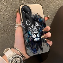 HONTINGA Vivo V50 Lite ile Uyumlu Kılıf Silikon Kenar Sert Arka Kamera Koruyucu Basitlik Anti Düşme Kamera Korumalı Aslan Desen Couple Telefon Kılıfı Kadın ve Erkek Için Uygundur K1-1484