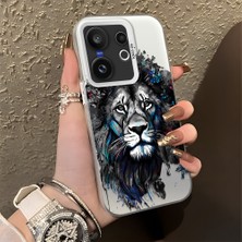 HONTINGA Vivo X200 Fe ile Uyumlu Kılıf Silikon Kenar Sert Arka Kamera Koruyucu Basitlik Anti Düşme Kamera Korumalı Aslan Desen Couple Telefon Kılıfı Kadın ve Erkek Için Uygundur K1-1484