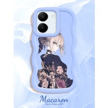 HONTINGA Vivo Y27S Uyumlu Kılıf Düşüme Önleyici Basitlik Anti Düşme Kamera Koruyucu Basit Mavi Yumuşak Silikon Couple Telefon Kılıfı Güzel Kız Desen K9-0253