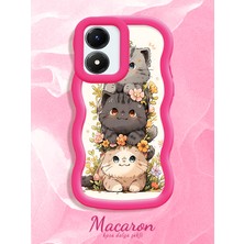 HONTINGA Vivo Y02S Uyumlu Kılıf Düşüme Önleyici Basitlik Anti Düşme Kamera Koruyucu Basit Kırmızı Yumuşak Silikon Couple Telefon Kılıfı Kedi Desen K9-0252