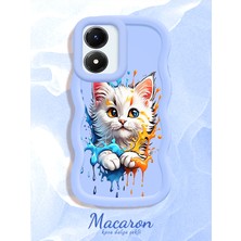 HONTINGA Vivo Y02S Uyumlu Kılıf Düşüme Önleyici Basitlik Anti Düşme Kamera Koruyucu Basit Mavi Yumuşak Silikon Couple Telefon Kılıfı Kedi Desen K9-0251