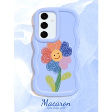 HONTINGA Samsung Galaxy S24 Fe Uyumlu Kılıf Düşüme Önleyici Basitlik Anti Düşme Kamera Koruyucu Basit Mavi Yumuşak Silikon Couple Telefon Kılıfı Çiçekli Desen K9-0258