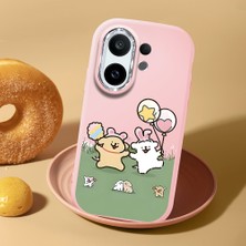 HONTINGA Vivo X200 Fe ile Uyumlu Kılıf Kamera Korumalı Düşüme Önleyici Kamera Koruyucu Pembe Yumuşak Silikon Couple Telefon Kılıfı Karikatür Desenli K4-0435