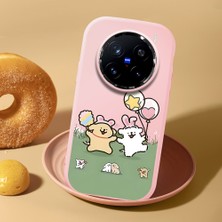 HONTINGA Vivo X200 Pro ile Uyumlu Kılıf Kamera Korumalı Düşüme Önleyici Kamera Koruyucu Pembe Yumuşak Silikon Couple Telefon Kılıfı Karikatür Desenli K4-0435