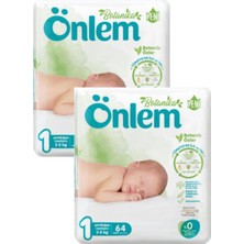 Önlem Botanika Bebek Bezi 1 Numara Yenidoğan 2-5 kg Bantlı Bez 128 Adet