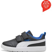 Puma Courtflex V3 V Siyah Çocuk Yürüyüş Ayakkabısı Kauçuk Tabanlı Suni Deri Malzeme