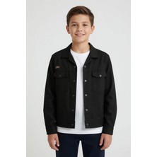 Cansın Mini Siyah Erkek Çocuk Göğüs Cepli Gabardin Uzun Kol Ceket 24585
