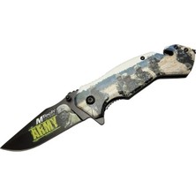 Gees Global 4 23 3 Army Kurtarma / Kamp Çakı 20CM - Yarı Otomatik, Kemerlikli, Cam Kırma ve Ip Kesme Aparat