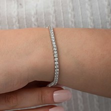 Hanno Telkari Gümüş 3.5 mm Beyaz Taşlı Su Yolu Kadın Bileklik
