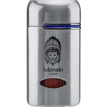 Lubinski Lion Kapaklı Delicili Tek Torch Puro Çakmağı Silver LB-110