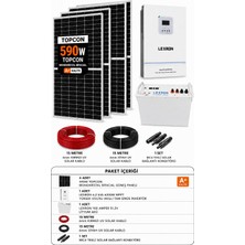 Lexron 6.2 Kva 6200W Mppt + 51.2V 100AH Lityum Akü + 4X590W Güneş Paneli Solar Enerji Paketi