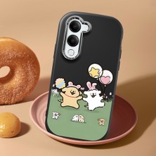 HONTINGA Vivo Y04 ile Uyumlu Kılıf Kamera Korumalı Düşüme Önleyici Kamera Koruyucu Siyah Yumuşak Silikon Couple Telefon Kılıfı Karikatür Desenli K4-0435