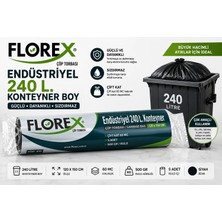 4K Tedarik Florex Çöp Torbası 240 Litre Konteyner Boy 120 cm x 150 cm Siyah 5'li Paket