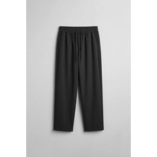 Abluka Online Erkek Relaxed Fit Lastikli Bel Pileli Pantolon Siyah