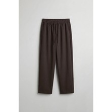 Abluka Online Erkek Relaxed Fit Lastikli Bel Pileli Pantolon Kahverengi