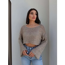 Esra Helvacı Parlak Taşlı Örme Crop