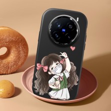 HONTINGA Vivo X200 Pro ile Uyumlu Kılıf Kamera Korumalı Düşüme Önleyici Kamera Koruyucu Siyah Yumuşak Silikon Couple Telefon Kılıfı Kız Desenli K4-0437