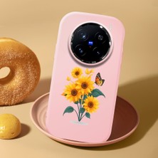 HONTINGA Vivo X200 Pro ile Uyumlu Kılıf Kamera Korumalı Düşüme Önleyici Kamera Koruyucu Pembe Yumuşak Silikon Couple Telefon Kılıfı Çiçekli Desenli K4-0436