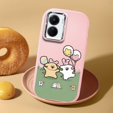 HONTINGA Vivo Y02S ile Uyumlu Kılıf Kamera Korumalı Düşüme Önleyici Kamera Koruyucu Pembe Yumuşak Silikon Couple Telefon Kılıfı Karikatür Desenli K4-0435