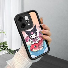 HONTINGA Oppo Reno 14 Pro 5g ile Uyumlu Kılıf Kamera Koruyucu Basitlik Anti Düşme Kamera Korumalı Şirin Kedi Kuromi Siyah Desen Yumuşak Silikon Couple Telefon Kılıfı Kadın ve Erkek Için Uygundur K2-0675