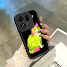 HONTINGA Oppo Find X9 Pro 5g ile Uyumlu Kılıf Kamera Koruyucu Basitlik Anti Düşme Kamera Korumalı Şirin Kedi Kedi Siyah Desen Yumuşak Silikon Couple Telefon Kılıfı Kadın ve Erkek Için Uygundur K2-0677