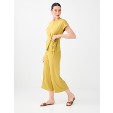 Jimmy Key Yağ Yeşili Beli Lastikli Basic Kısa Pantolon