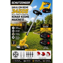 SCHUTZENGER 5 Pilli Çift Bataryalı Şarjlı Çim Ot Biçme Makinesi Sarı 7 Başlıklı Tıppan Bakır Sargı 3450S