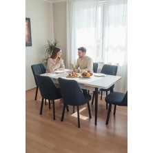 Efe Mobilya T-6030 Suntalam Kelebek 80X130 Karegold Sandalye Antrasit 6 Kişilik Mutfak Masası Takımı