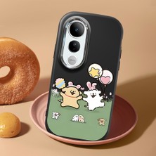 HONTINGA Vivo V50 Lite ile Uyumlu Kılıf Kamera Korumalı Düşüme Önleyici Kamera Koruyucu Siyah Yumuşak Silikon Couple Telefon Kılıfı Karikatür Desenli K4-0435