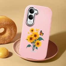HONTINGA Vivo Y04 ile Uyumlu Kılıf Kamera Korumalı Düşüme Önleyici Kamera Koruyucu Pembe Yumuşak Silikon Couple Telefon Kılıfı Çiçekli Desenli K4-0436