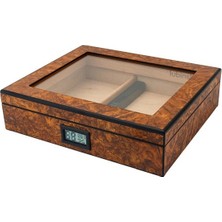 Lubinski Cedar Basic Camlı Puro Kutusu Humidor Slim Dijital Kahve 15S LB-004