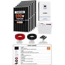 Lexron 6.2 Kva 6200W Mppt + 51.2V 100AH Lityum Akü + 6X590W Güneş Paneli Solar Enerji Paketi