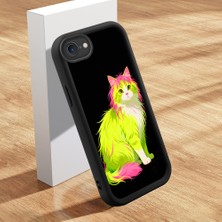 HONTINGA iPhone Se 2022 ile Uyumlu Kılıf Kamera Koruyucu Basitlik Anti Düşme Kamera Korumalı Kedi Siyah Desen Yumuşak Silikon Couple Telefon Kılıfı Kadın ve Erkek Için Uygundur K2-0677
