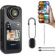 Wifi 35 gr Vücut Aksiyon Kamerası 1.47 Inç Ekran Manyetik Kolye 180 Derece Dönen Lens 2.7k Görüntü