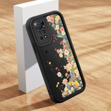 HONTINGA Xiaomi Redmi Note 11 Pro 5g ile Uyumlu Kılıf Kamera Koruyucu Basitlik Anti Düşme Kamera Korumalı Çiçekli Siyah Desen Yumuşak Silikon Couple Telefon Kılıfı Kadın ve Erkek Için Uygundur K2-0678