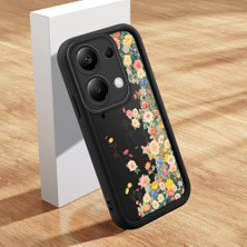 HONTINGA Xiaomi Redmi Note 13 Pro 4g ile Uyumlu Kılıf Kamera Koruyucu Basitlik Anti Düşme Kamera Korumalı Çiçekli Siyah Desen Yumuşak Silikon Couple Telefon Kılıfı Kadın ve Erkek Için Uygundur K2-0678
