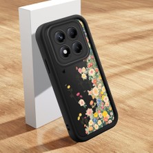 HONTINGA Xiaomi Redmi Note 14 Pro Plus ile Uyumlu Kılıf Kamera Koruyucu Basitlik Anti Düşme Kamera Korumalı Çiçekli Siyah Desen Yumuşak Silikon Couple Telefon Kılıfı Kadın ve Erkek Için Uygundur K2-0678