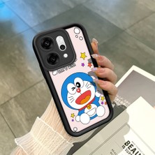 HONTINGA Oppo Reno 14 Pro 5g ile Uyumlu Kılıf Kamera Koruyucu Basitlik Anti Düşme Kamera Korumalı Şirin Kedi Doraemon Siyah Desen Yumuşak Silikon Couple Telefon Kılıfı Kadın ve Erkek Için Uygundur K2-0679