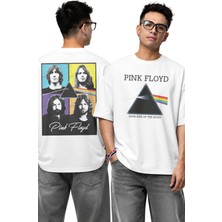 Fuddy Moda Unisex Oversize Pink Floyd Dark Side Of The Moon Sırt Baskılı Rock Band Tişört