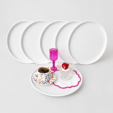 Bereka Metal Tepsi 24 cm Metal Tabak 6 Adet Yuvarlak Çay Kahve Sunum Tepsisi Sunumluk Tabak