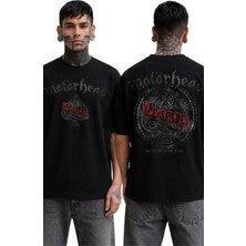 Fuddy Moda Unisex Motörhead Ace Of Spades Sırt Baskılı Bisiklet Yaka Tişört, Oversize Rock Band Temalı Tshirt