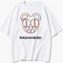 Fuddy Moda Unisex Radiohead Baskılı Bisiklet Yaka Tişört, Oversize Rock Band Temalı Tshirt