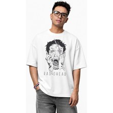 Fuddy Moda Unisex Radiohead Zombie Baskılı Tişört, Oversize Rock Band Temalı Bisiklet Yaka Tshirt